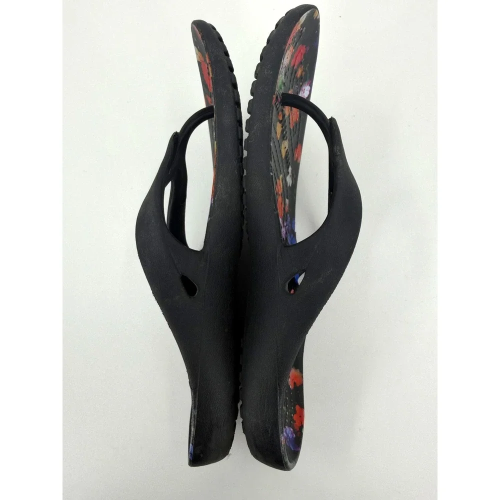 Crocs Kadee II Graphic Women's Flip Flop Sandals Black Floral Size 6